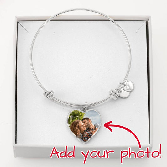 Heart Personalized Photo Bangle Bracelet