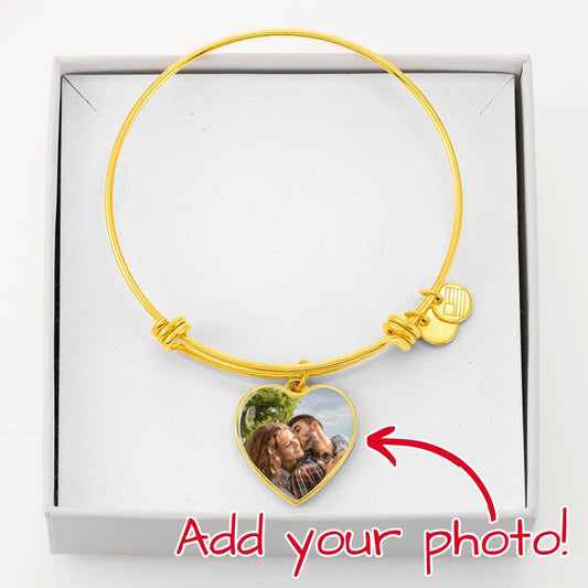Heart Personalized Photo Bangle Bracelet