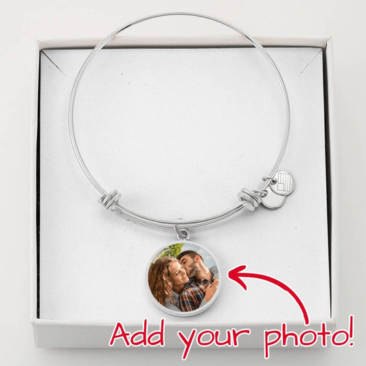 Circle Personalized Photo Bangle Bracelet