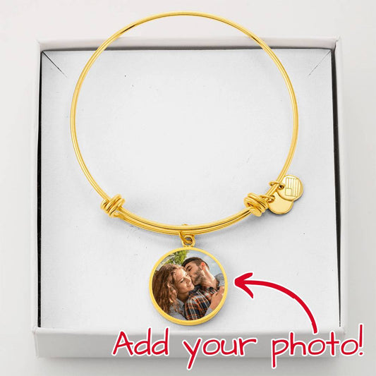 Circle Personalized Photo Bangle Bracelet
